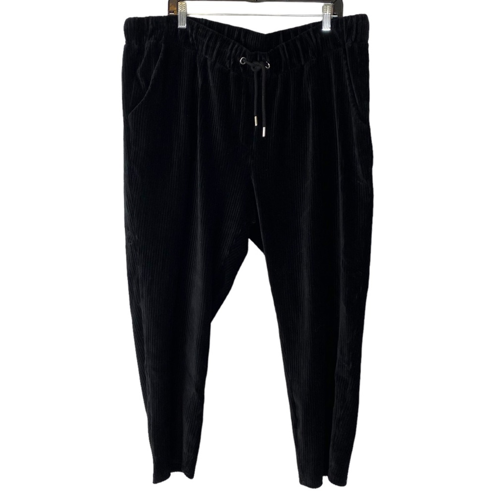🌷 Studio Untold Black Ribbed Velour Tie Waist Casual Pant Size 24